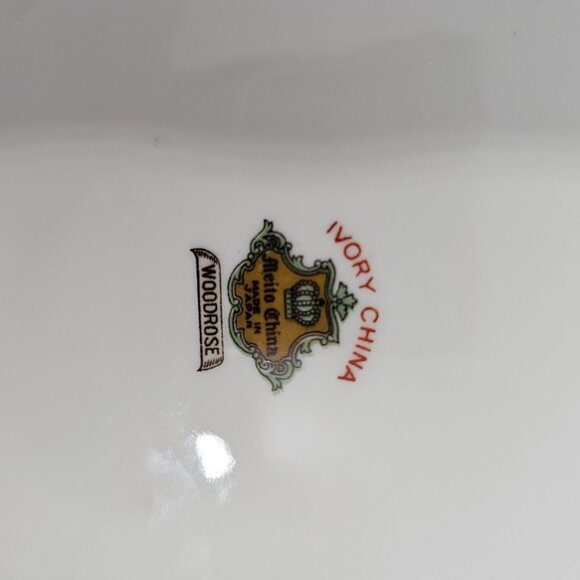 6 Blue Woodrose Square Lunch Plate 7.5" Meito Japan salad gold scalloped edge vt - Picture 8 of 9